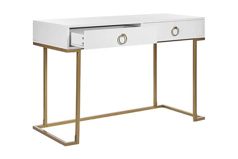 Konsolbord/skrivebord hvid/guld WESTPORT - Hvid - Møbler - Borde - Aflastningsbord - Konsolbord & sidebord