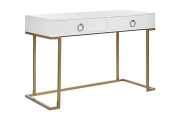Konsolbord/skrivebord hvid/guld WESTPORT - Hvid - Møbler - Borde - Aflastningsbord - Konsolbord & sidebord
