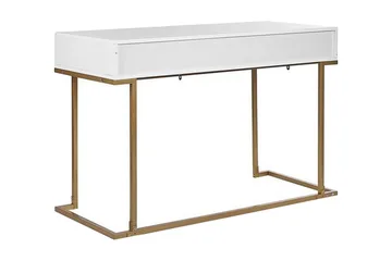 Konsolbord/skrivebord hvid/guld WESTPORT - Hvid - Møbler - Borde - Aflastningsbord - Konsolbord & sidebord