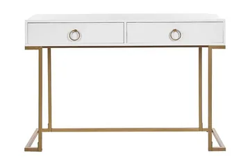 Konsolbord/skrivebord hvid/guld WESTPORT - Hvid - Møbler - Borde - Aflastningsbord - Konsolbord & sidebord