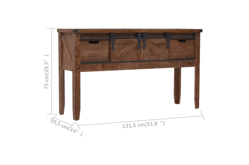 Konsolskab I Massivt Grantræ 131 X 35,5 X 75 Cm Brun - Brun - Møbler - Borde - Aflastningsbord - Konsolbord & sidebord