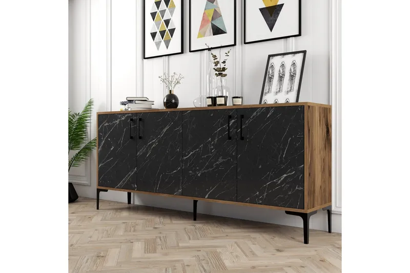 Levents Konsolbord 180 cm - Valnød / sort - Møbler - Borde - Aflastningsbord - Konsolbord & sidebord