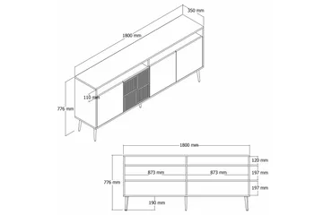 Lissione Konsolbord 180 cm - Guld/Hvid - Opbevaring - Opbevaringsmøbler - Skænke & sideboards