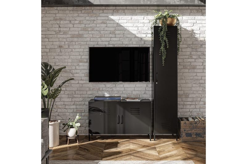 Konsolbord Loft24 Højskab Mission District 38x40x185 cm, Sort Svart - Møbler - Borde - Aflastningsbord - Entrébord