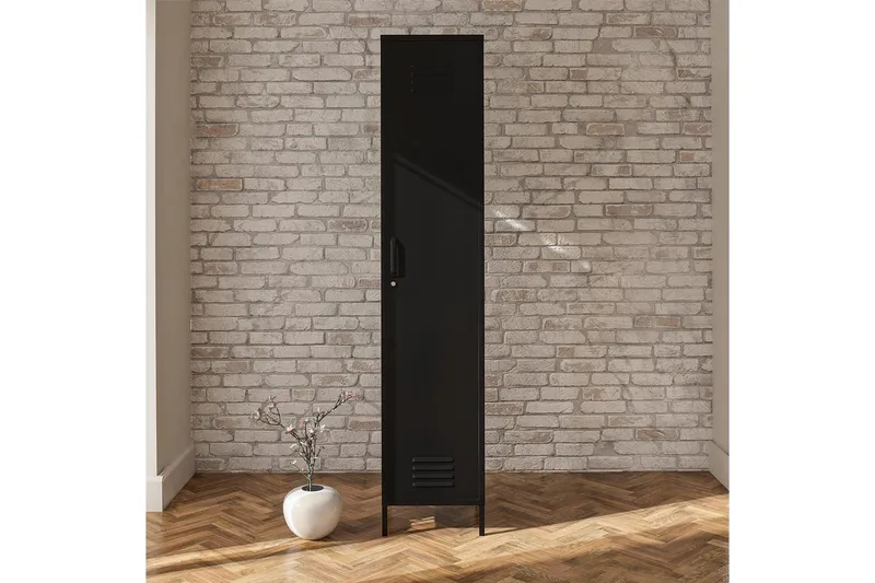 Konsolbord Loft24 Højskab Mission District 38x40x185 cm, Sort Svart - Møbler - Borde - Aflastningsbord - Entrébord