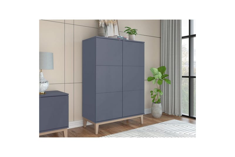 Konsolbord Loft24 Højskab Pelle Grå/Wotan Eg Grå - Møbler - Borde - Aflastningsbord - Entrébord