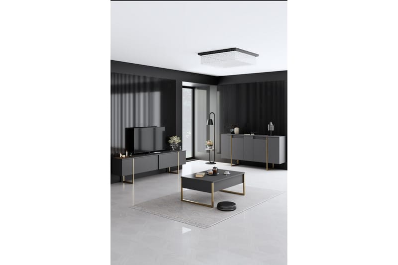 Luxe Konsolbord 160 cm - Grå/Guld - Opbevaring - Opbevaringsmøbler - Skænke & sideboards