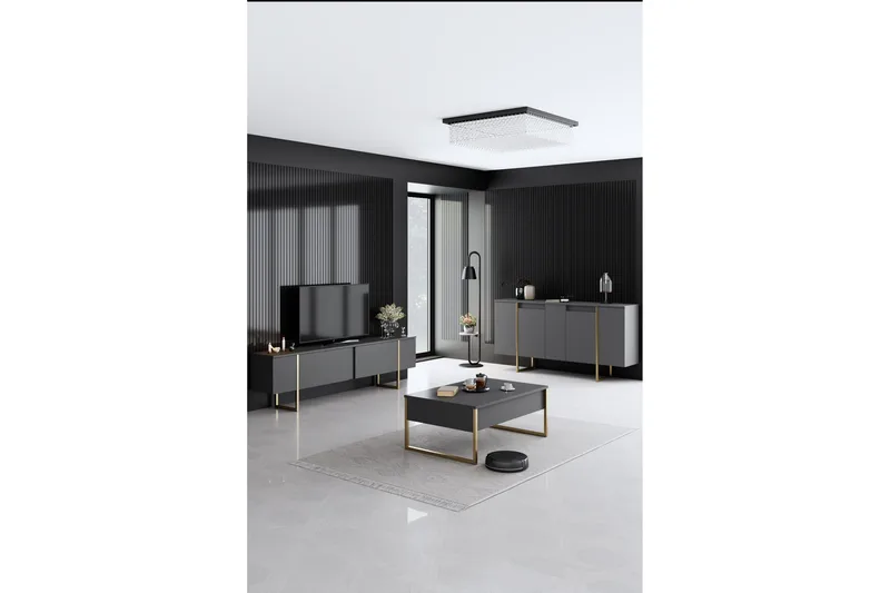 Luxe Konsolbord 160 cm - Grå/Guld - Opbevaring - Opbevaringsmøbler - Skænke & sideboards