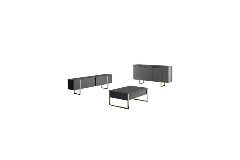 Luxe Konsolbord 160 cm - Grå/Guld - Opbevaring - Opbevaringsmøbler - Skænke & sideboards