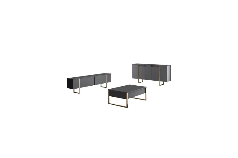 Luxe Konsolbord 160 cm - Grå/Guld - Opbevaring - Opbevaringsmøbler - Skænke & sideboards