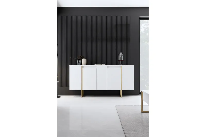 Luxe Konsolbord 160 cm - Vit/Guld - Opbevaring - Opbevaringsmøbler - Skænke & sideboards