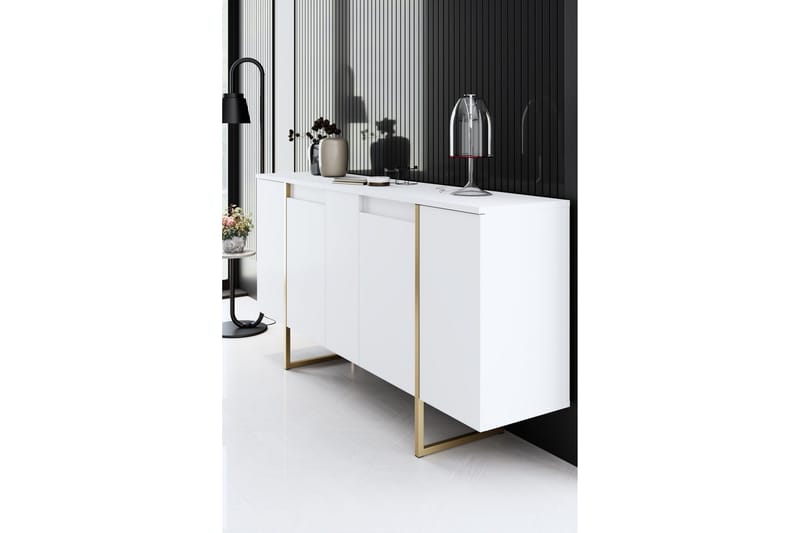 Luxe Konsolbord 160 cm - Vit/Guld - Opbevaring - Opbevaringsmøbler - Skænke & sideboards