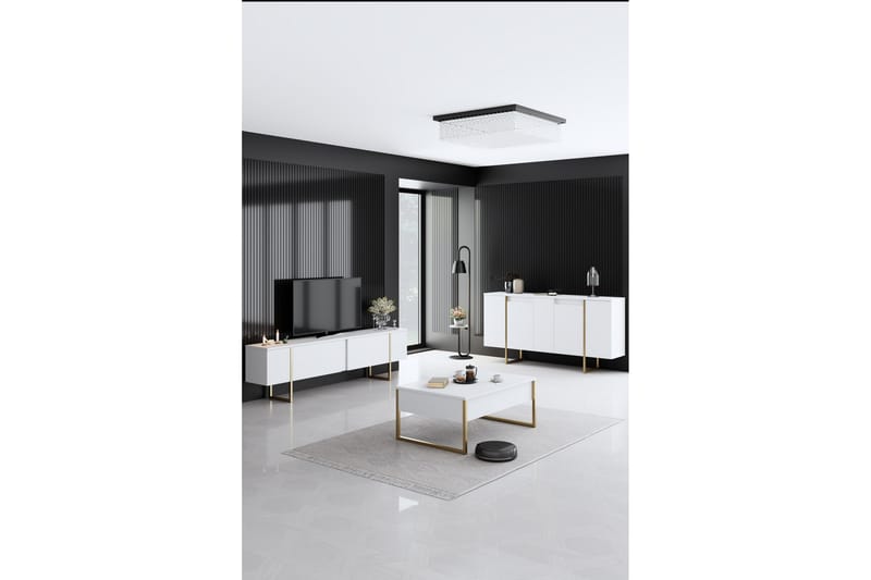 Luxe Konsolbord 160 cm - Vit/Guld - Møbler - Borde - Aflastningsbord - Konsolbord & sidebord