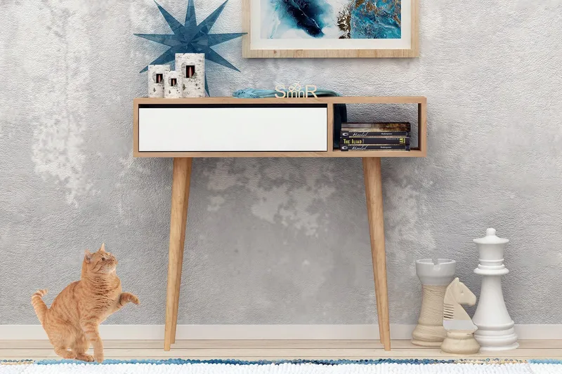 Mod design aflastningsbord - Eg/Hvid - Møbler - Borde - Aflastningsbord - Konsolbord & sidebord