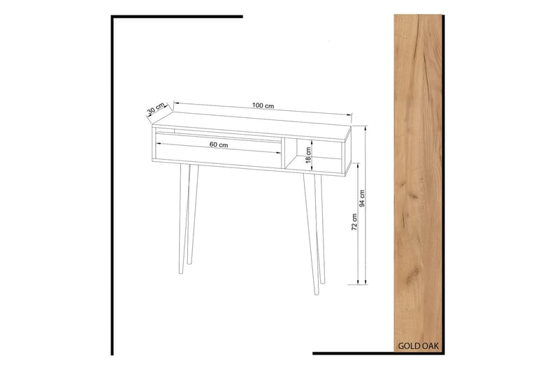 Mod design aflastningsbord - Eg/Hvid - Entrébord - Konsolbord & sidebord