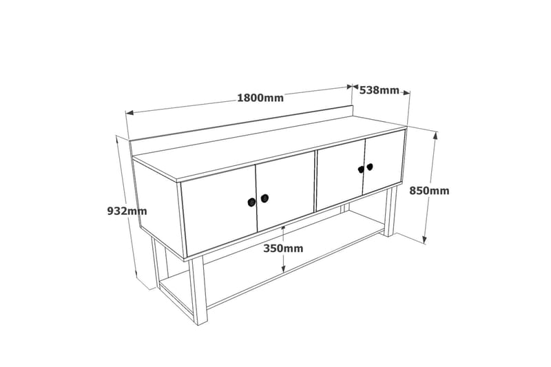 Numandro Reliefbord 180 cm - Teak / antracit - Møbler - Borde - Aflastningsbord - Konsolbord & sidebord