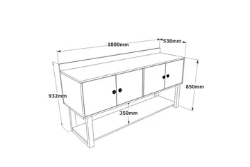 Numandro Reliefbord 180 cm - Teak / antracit - Møbler - Borde - Aflastningsbord - Konsolbord & sidebord