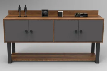 Numandro Reliefbord 180 cm - Teak / antracit - Møbler - Borde - Aflastningsbord - Konsolbord & sidebord