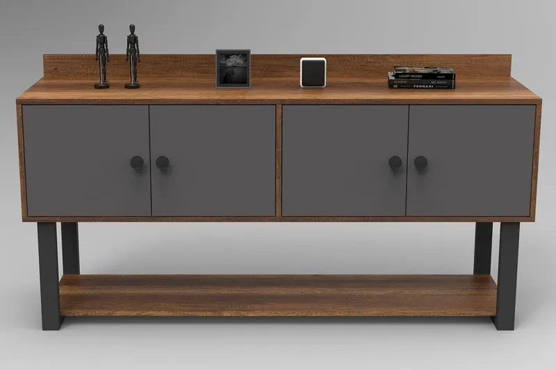 Numandro Reliefbord 180 cm - Teak / antracit - Møbler - Borde - Aflastningsbord - Konsolbord & sidebord