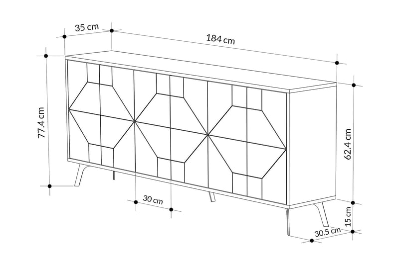 Rinorea Konsolbord 184x77,4 cm - Hvid - Møbler - Borde - Aflastningsbord - Konsolbord & sidebord