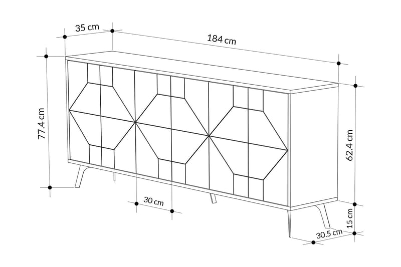 Rinorea Konsolbord 184x77,4 cm - Hvid - Entrébord - Konsolbord & sidebord