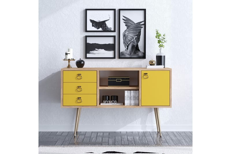 SidobordEk|Gul - Møbler - Borde - Aflastningsbord - Konsolbord & sidebord