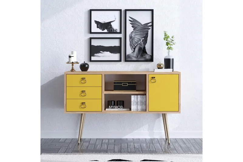 SidobordEk|Gul - Møbler - Borde - Aflastningsbord - Konsolbord & sidebord