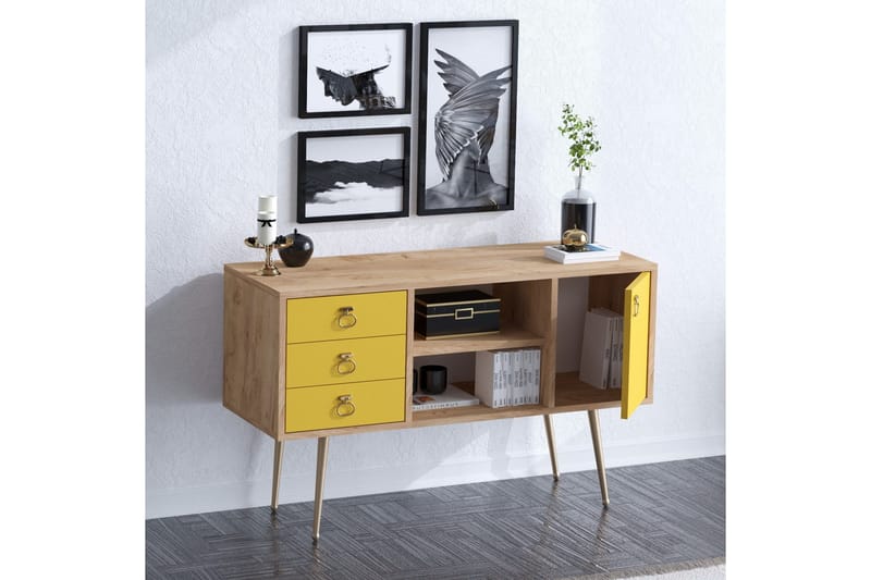 SidobordEk|Gul - Møbler - Borde - Aflastningsbord - Konsolbord & sidebord