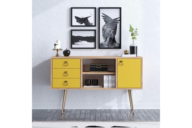 SidobordEk|Gul - Møbler - Borde - Aflastningsbord - Konsolbord & sidebord