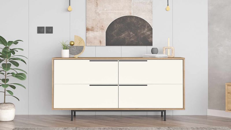 Konsolbord Skye Decor Dara (160 x 74,3 x 44,5 cm) Natur Hvid - Natur og hvid - Møbler - Borde - Aflastningsbord - Entrébord