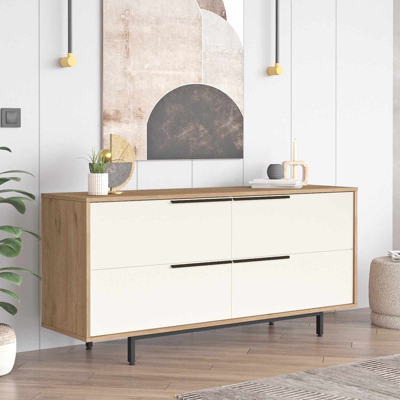 Konsolbord Skye Decor Dara (160 x 74,3 x 44,5 cm) Natur Hvid - Natur og hvid - Møbler - Borde - Aflastningsbord - Entrébord