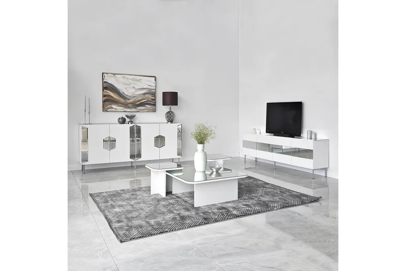 Stedum Konsolbord 180 cm - Hvid/Sølv - Opbevaring - Opbevaringsmøbler - Skænke & sideboards