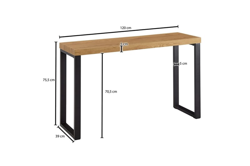 Konsolbord Wohnling 120 cm moderne konsol med metalben Brun - Brun - Møbler - Borde - Aflastningsbord - Entrébord