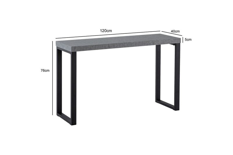 Konsolbord Wohnling 120 cm moderne konsol med metalben Grå - Grå - Møbler - Borde - Aflastningsbord - Entrébord