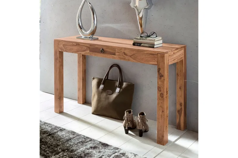 Konsolbord Wohnling massivt træ, 1 skuffe, landlig stil Akacietræ - Akacietræ - Møbler - Borde - Aflastningsbord - Entrébord