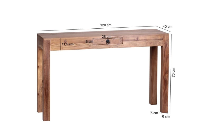 Konsolbord Wohnling massivt træ, 1 skuffe, landlig stil Akacietræ - Akacietræ - Møbler - Borde - Aflastningsbord - Entrébord