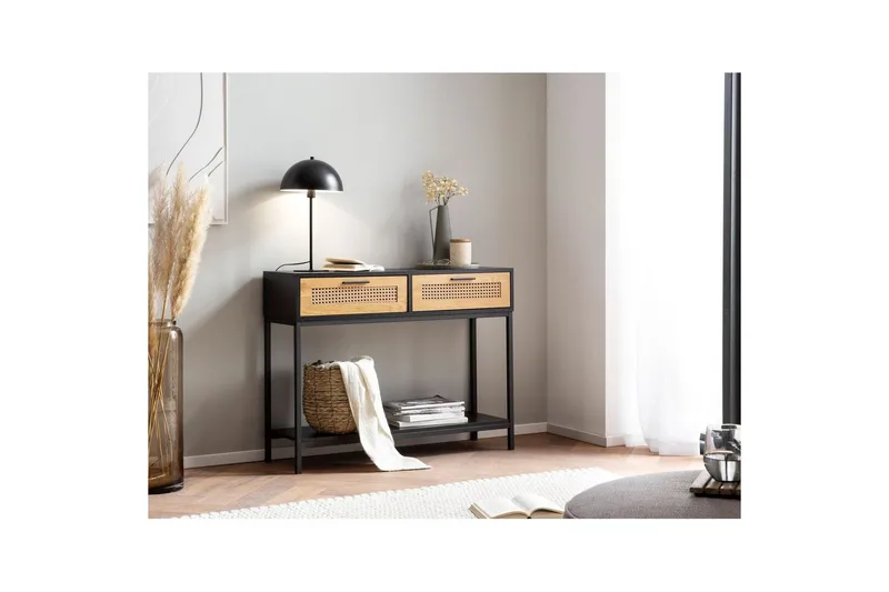 Konsolbord Wohnling Massivt træ 100 cm 2 skuffer industriel stil wienerflet - Møbler - Borde - Aflastningsbord - Entrébord