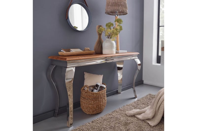 Konsolbord Wohnling Massivt træ 130 cm chrome metalben landstil - Møbler - Borde - Aflastningsbord - Entrébord
