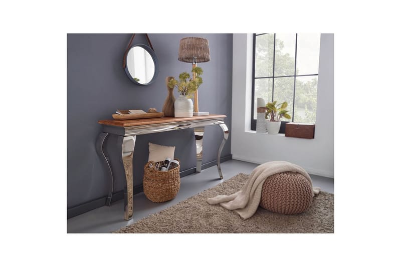 Konsolbord Wohnling Massivt træ 130 cm chrome metalben landstil - Møbler - Borde - Aflastningsbord - Entrébord