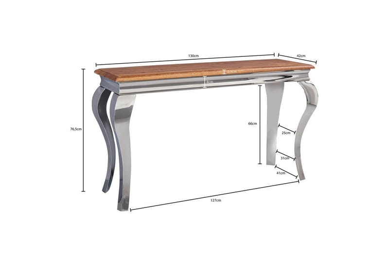 Konsolbord Wohnling Massivt træ 130 cm chrome metalben landstil - Møbler - Borde - Aflastningsbord - Entrébord