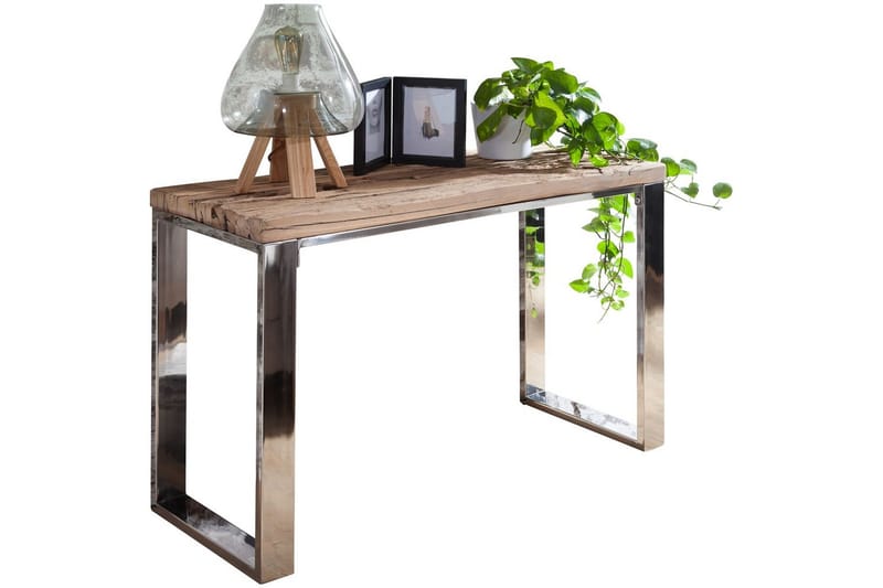 Konsolbord Wohnling Massivt træ rustik 120 cm krom metalben landsted - Møbler - Borde - Aflastningsbord - Entrébord
