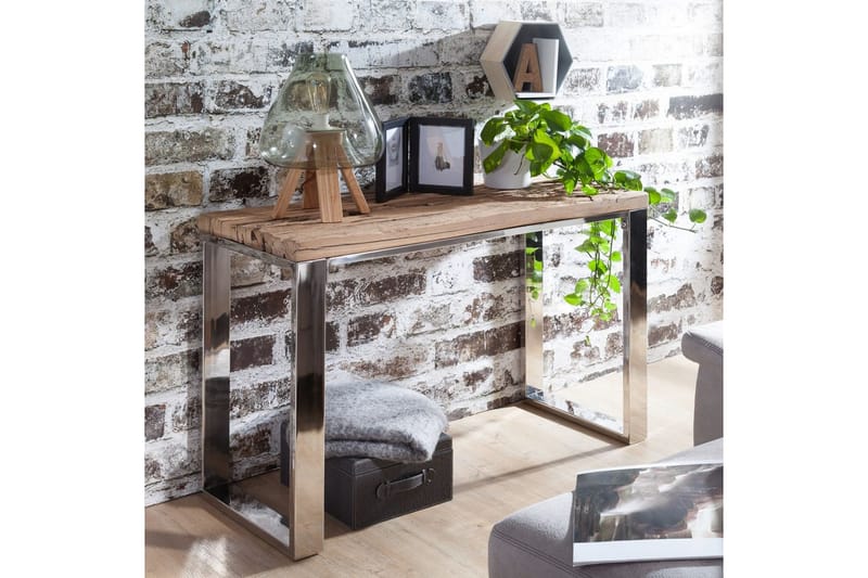 Konsolbord Wohnling Massivt træ rustik 120 cm krom metalben landsted - Møbler - Borde - Aflastningsbord - Entrébord