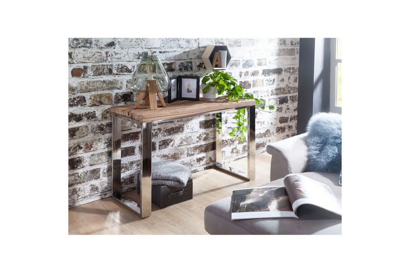 Konsolbord Wohnling Massivt træ rustik 120 cm krom metalben landsted - Møbler - Borde - Aflastningsbord - Entrébord