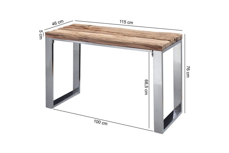Konsolbord Wohnling Massivt træ rustik 120 cm krom metalben landsted - Møbler - Borde - Aflastningsbord - Entrébord