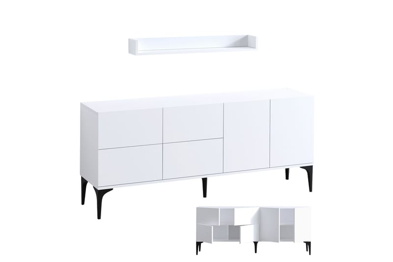 Zortea Konsolbord 180x80 cm Hvid/Sort - Hanah Home - Møbler - Borde - Aflastningsbord - Konsolbord & sidebord