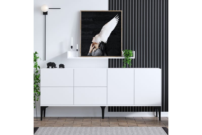 Zortea Konsolbord 180x80 cm Hvid/Sort - Hanah Home - Møbler - Borde - Aflastningsbord - Konsolbord & sidebord