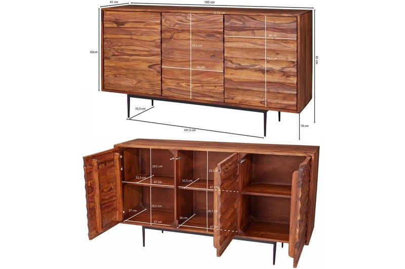 Konsollbord Wohnling Brun, Svart - Opbevaring - Opbevaringsmøbler - Skænke & sideboards