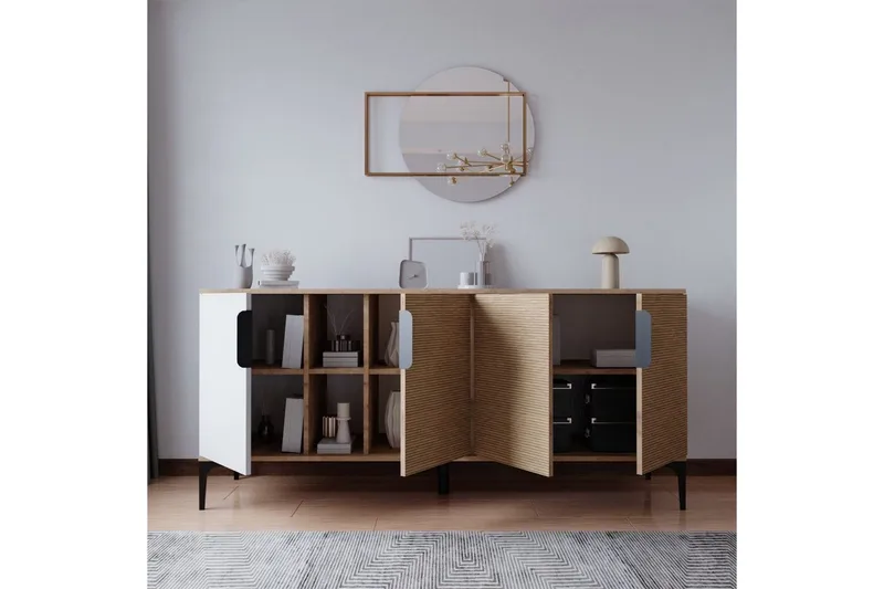 Kunar Konsolbord 180 cm - Hvid/Natur - Møbler - Borde - Aflastningsbord - Entrébord