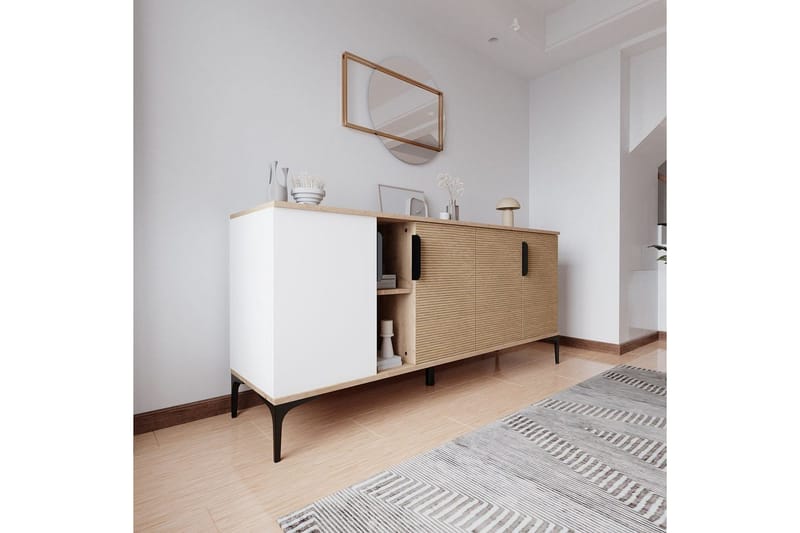 Kunar Konsolbord 180 cm - Hvid/Natur - Møbler - Borde - Aflastningsbord - Entrébord