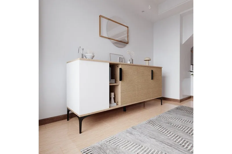 Kunar Konsolbord 180 cm - Hvid/Natur - Møbler - Borde - Aflastningsbord - Entrébord